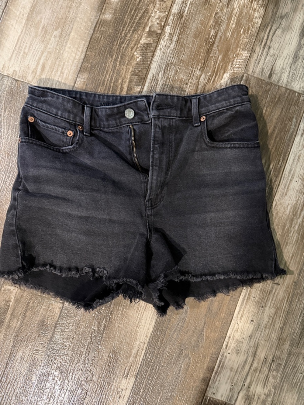 American Eagle Outfitters Black Frayed Hem Denim Shorts